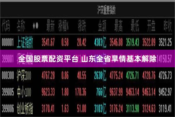 全国股票配资平台 山东全省旱情基本解除